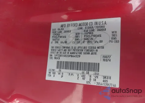 2003 Ford Ranger Xlt z USA, uszkodzony, nr VIN 1FTZR15E23PB64529